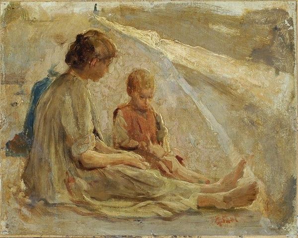 Cesare Ciani : Madre e figlio  - Olio su tela riportata su cartone - Auction Autori del XIX e XX sec. - II - Galleria Pananti Casa d'Aste