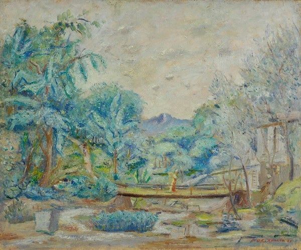 Francesco De Rocchi : Paesaggio  (1958)  - Olio su compensato - Asta Autori dell'800-900 - I - Galleria Pananti Casa d'Aste