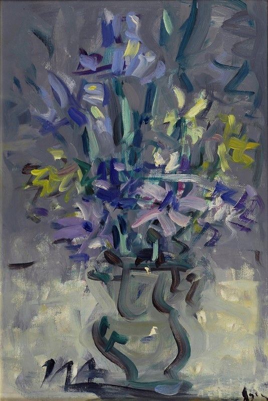 Enzo Pregno : Fiori nel vaso  - Olio su tela - Auction Autori dell'800-900, Arte Moderna e Contemporanea, Grafica ed Edizioni - Galleria Pananti Casa d'Aste