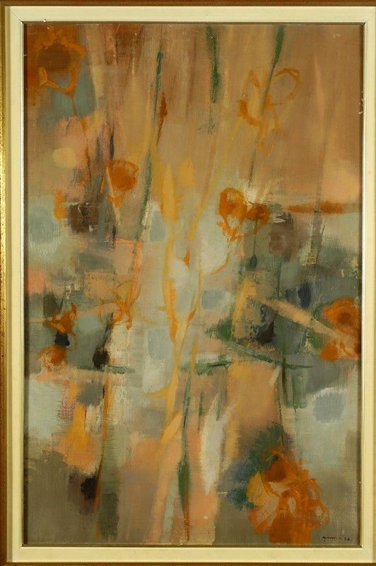 Giuseppe Ajmone : Fiori  (1958)  - Olio su tela - Asta Autori dell'800-900 - I - Galleria Pananti Casa d'Aste