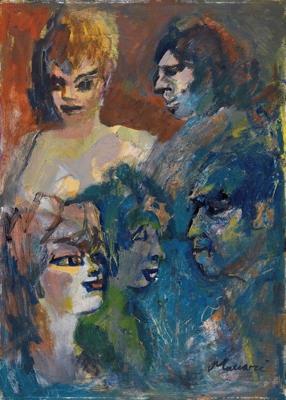 Mino Maccari : Volti  - Olio su tavola - Asta Autori dell'800-900 - I - Galleria Pananti Casa d'Aste