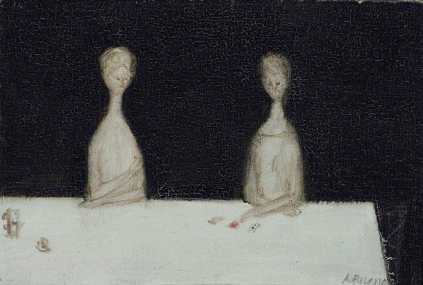 Antonio Bueno : La cartomante  (1958)  - Olio su tela - Asta Autori dell'800-900 - I - Galleria Pananti Casa d'Aste
