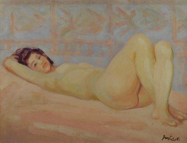 Nino Bertoletti : Nudo di donna  - Olio su cartone - Asta Autori dell'800-900 - I - Galleria Pananti Casa d'Aste