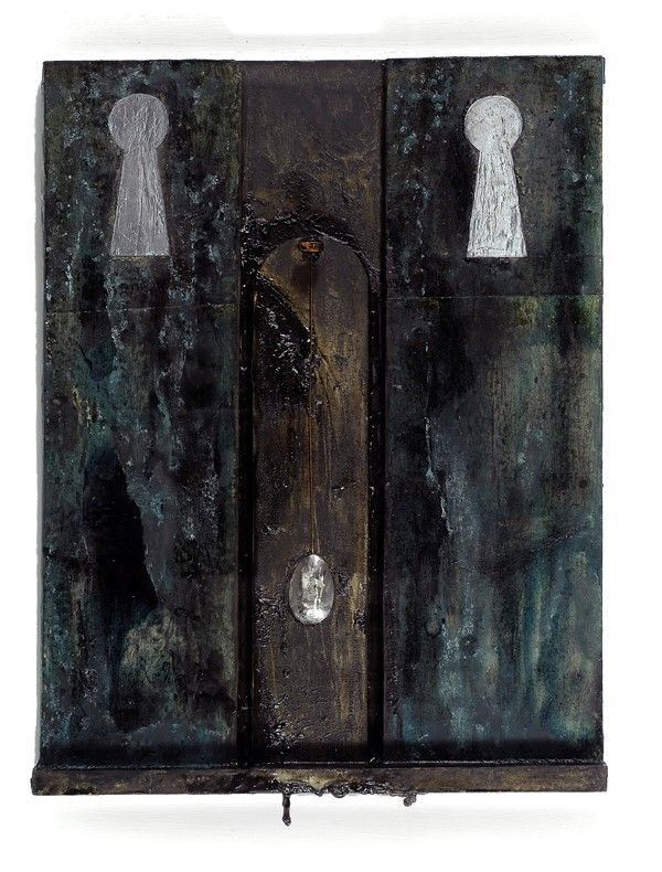 Bruno Ceccobelli : Due martiri  (1989)  - Tecnica mista (legno, piombo e cere) su tavola - Asta Autori dell'800-900 - I - Galleria Pananti Casa d'Aste