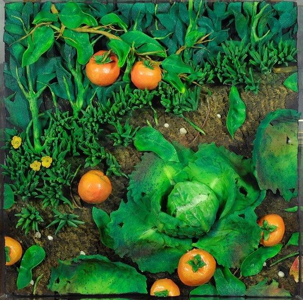 Piero Gilardi : Cavolo e cachi  (2005)  - Poliuretano espanso - Asta Autori dell'800-900 - I - Galleria Pananti Casa d'Aste