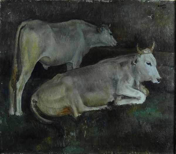Emilio Notte : Buoi  (1931)  - Olio su tela - Asta Autori dell'800-900 - I - Galleria Pananti Casa d'Aste