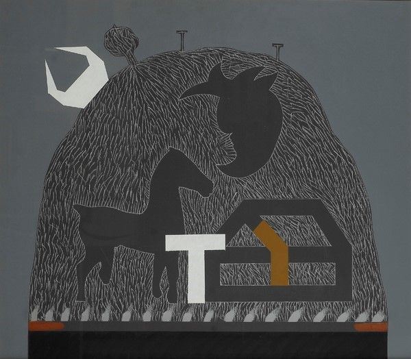 Concetto Pozzati : All'interno di un impossibile paesaggio  (1995)  - Olio e acrilico su tela - Asta Autori dell'800-900 - I - Galleria Pananti Casa d'Aste