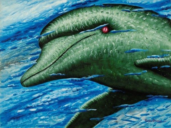 Aldo Turchiaro : Delfino  (1987)  - Olio su tela - Asta Autori dell'800-900 - I - Galleria Pananti Casa d'Aste