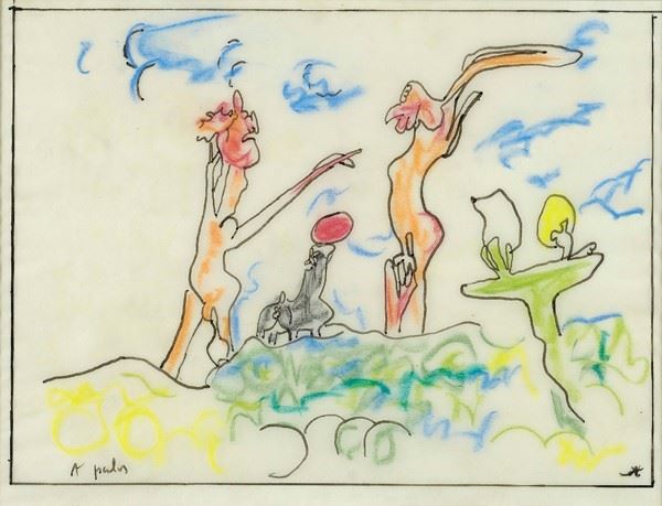 Sebastian Matta : A plus  ((1968))  - Tecnica mista su carta lucida - Auction Arte Contemporanea, Grafica ed Edizioni - I - Galleria Pananti Casa d'Aste