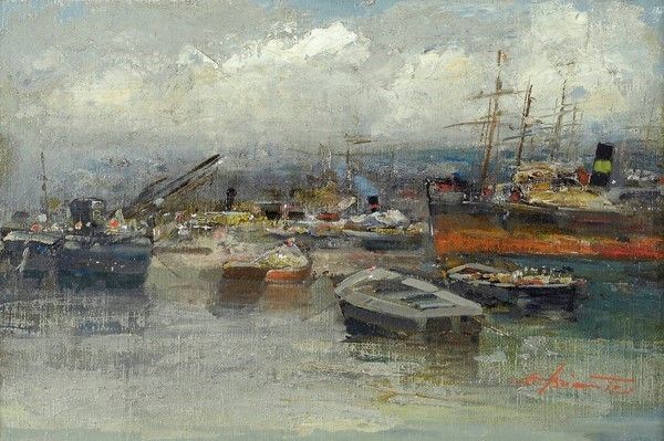 Ezelino Briante - Barche al porto