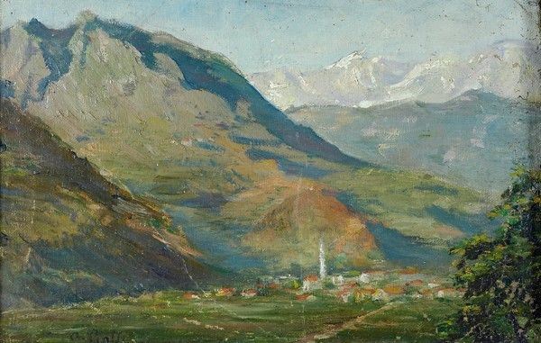 Antonio Piatti : Paese di montagna  - Auction AUTORI DEL XIX E XX SEC, ARTE MODERNA E CONTEMPORANEA - Galleria Pananti Casa d'Aste