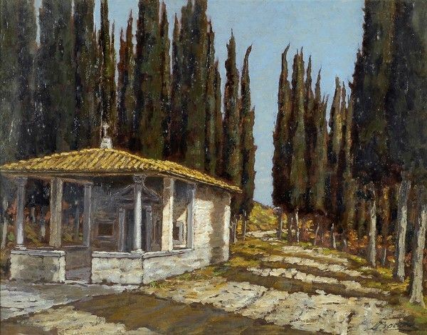 Mario Bordi : Cappella Ceccherini  (1936)  - Olio su tavola - Auction Arte Contemporanea, Grafica ed Edizioni - I - Galleria Pananti Casa d'Aste