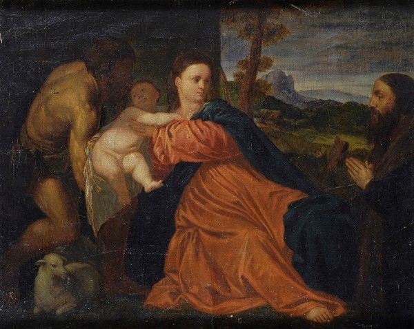 Anonimo, XX sec. - Madonna col Bambino e committente