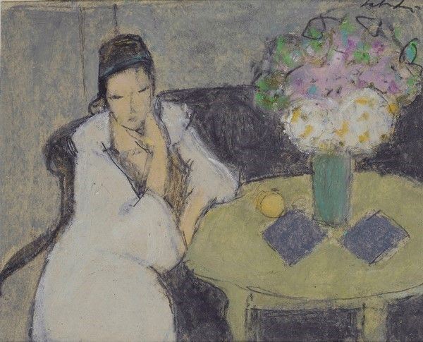 Aldo Salvadori - Figura con fiori