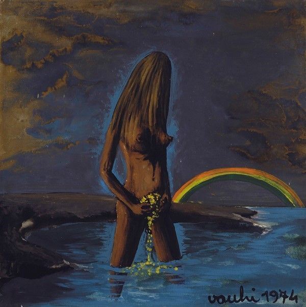 Sergio Vacchi : Figura solo per Lucia  (1974)  - Olio su tela - Asta Autori dell'800-900 - I - Galleria Pananti Casa d'Aste