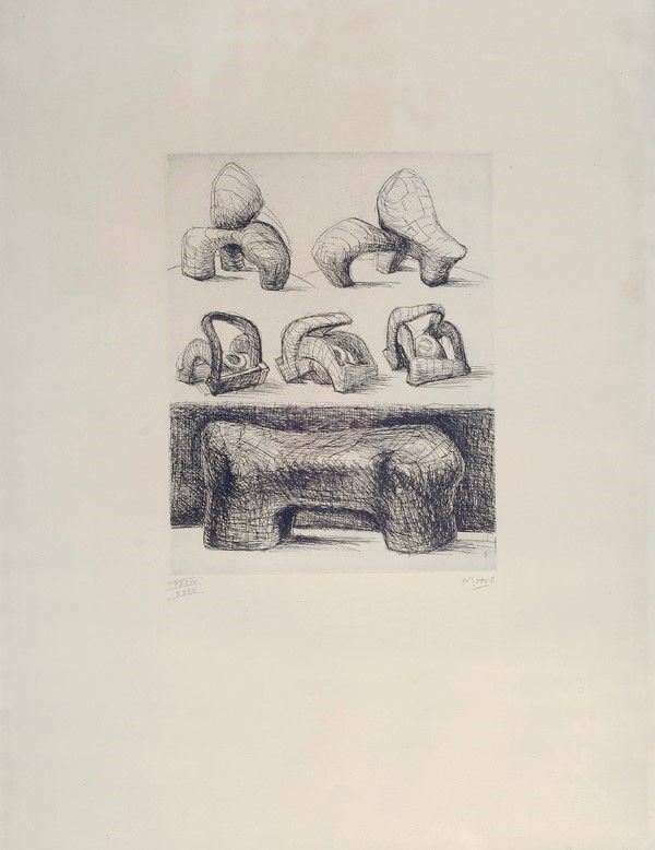 Henry Moore : Project for Hill Sculpture  (1969)  - Incisione su carta Arches - Asta Autori dell'800-900 - I - Galleria Pananti Casa d'Aste