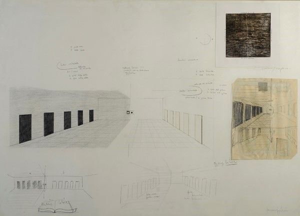 Claudio Parmiggiani : Progetto  - Tecnica mista e collage su carta - Asta Autori dell'800-900 - I - Galleria Pananti Casa d'Aste
