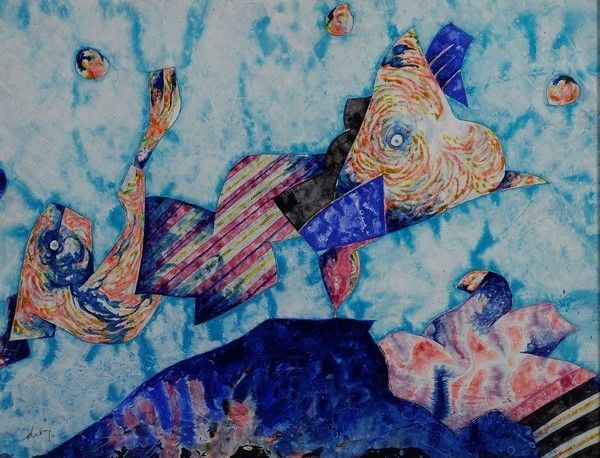 Gianni Dova : Senza titolo  (anni '80)  - Tempera su carta riportata su tela - Asta Autori dell'800-900 - I - Galleria Pananti Casa d'Aste