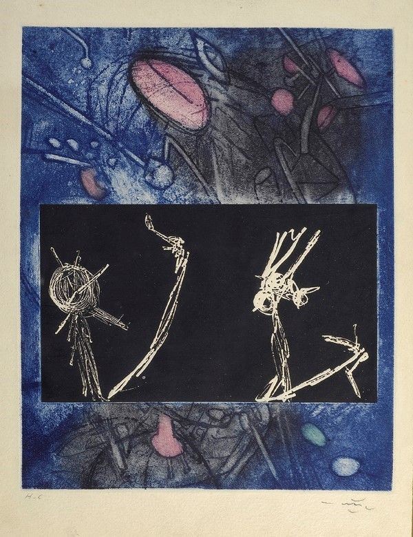 Sebastian Matta : Les Voix  (1964)  - Acquaforte e Acquatinta a colori su Velin de Rives - Asta Autori dell'800-900 - I - Galleria Pananti Casa d'Aste