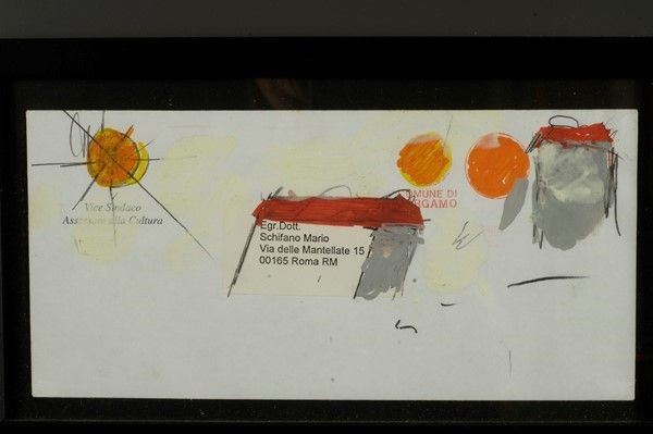 Mario Schifano : Senza titolo  (1990-97)  - Tecnica mista su busta di carta - Asta Autori dell'800-900 - I - Galleria Pananti Casa d'Aste
