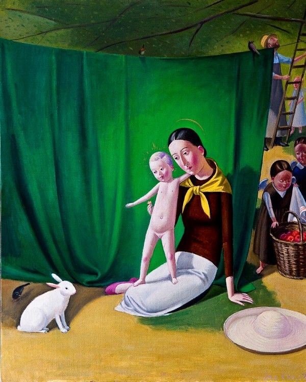 Jan Knap - Madonna con Bambino e coniglio