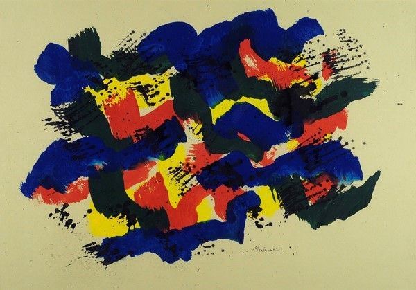 Luigi Montanarini : Composizione  (1989)  - Tempera su carta - Auction Autori dell'800-900, Arte Moderna e Contemporanea, Grafica ed Edizioni - Galleria Pananti Casa d'Aste