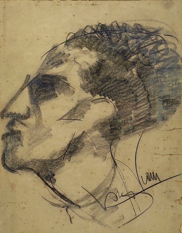 Lorenzo Viani : Profilo  ((1930))  - Carboncino su carta - Auction Autori dell'800-900, Arte Moderna e Contemporanea, Grafica ed Edizioni - Galleria Pananti Casa d'Aste