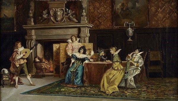 Scuola Toscana, XIX sec. : Concertino (da Tito Conti)  - Olio su tela - Auction Autori dell'800-900, Arte Moderna e Contemporanea, Grafica ed Edizioni - Galleria Pananti Casa d'Aste
