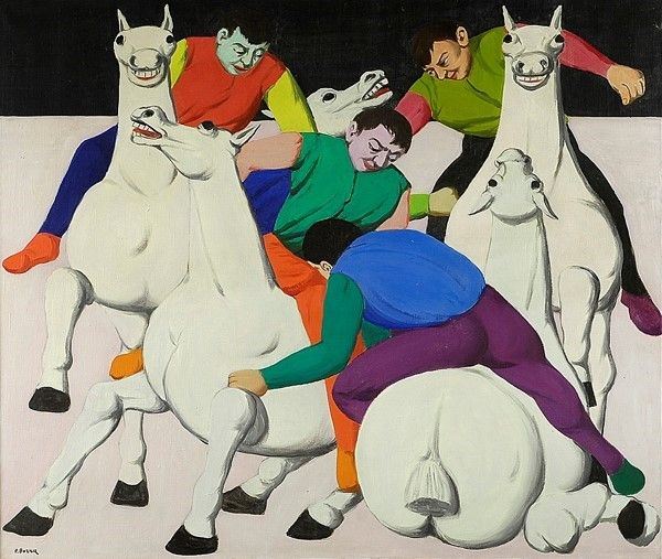 Pompeo Borra : Battaglia  - Olio su tela - Asta Autori dell'800-900, Arte Moderna e Contemporanea, Grafica ed Edizioni - Galleria Pananti Casa d'Aste