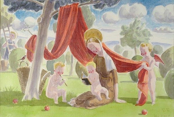 Jan Knap : In campagna  - Acquerello su carta - Asta Autori dell'800-900, Arte Moderna e Contemporanea, Grafica ed Edizioni - Galleria Pananti Casa d'Aste