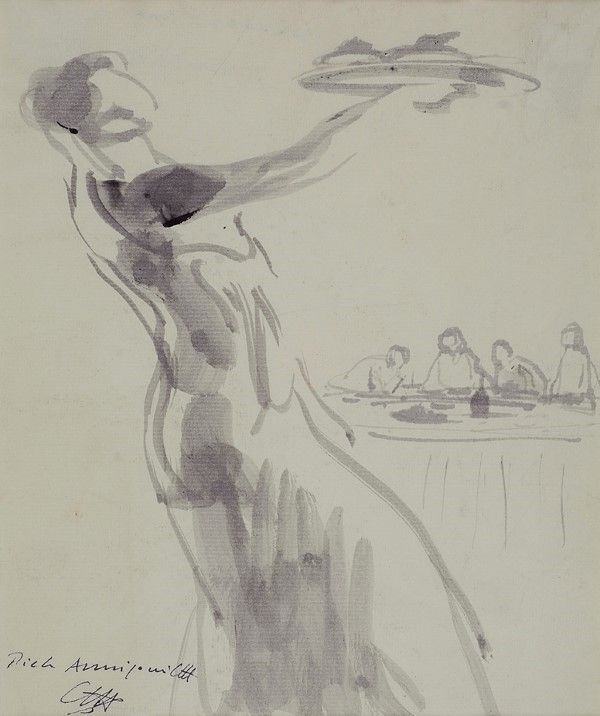 Pietro Annigoni : Ultima cena  - China su carta - Auction Autori dell'800-900, Arte Moderna e Contemporanea, Grafica ed Edizioni - Galleria Pananti Casa d'Aste