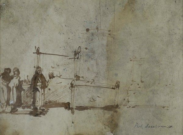 Pietro Annigoni : L'ospedale  - China su carta - Asta Autori dell'800-900, Arte Moderna e Contemporanea, Grafica ed Edizioni - Galleria Pananti Casa d'Aste