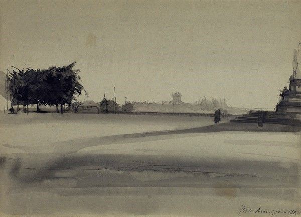 Pietro Annigoni : Piazzale Michelangelo  - China su carta - Asta Autori dell'800-900, Arte Moderna e Contemporanea, Grafica ed Edizioni - Galleria Pananti Casa d'Aste