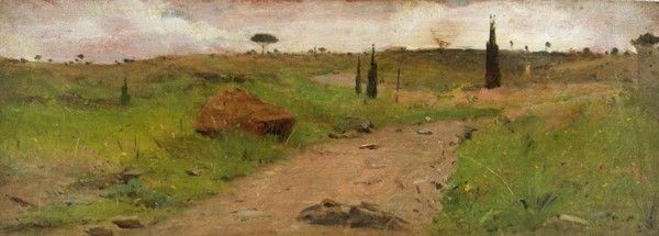 Maestro toscano del XIX sec. : Paesaggio  - Olio su tavola - Asta Autori dell'800-900, Arte Moderna e Contemporanea, Grafica ed Edizioni - Galleria Pananti Casa d'Aste