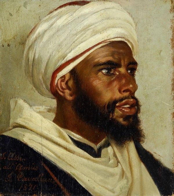 Stefano Ussi : Testa di moro  (1871)  - Olio su tavola - Auction Autori dell'800-900, Arte Moderna e Contemporanea, Grafica ed Edizioni - Galleria Pananti Casa d'Aste