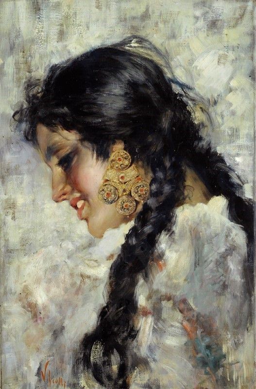 Vincenzo Irolli : Zingara  - Olio su tela - Auction Autori dell'800-900, Arte Moderna e Contemporanea, Grafica ed Edizioni - Galleria Pananti Casa d'Aste