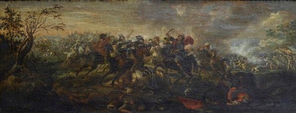 Scuola Napoletana, XVII sec. : Battaglia  - Olio su tela - Auction Opere scelte dell'ottocento italiano da collezioni private - I - Galleria Pananti Casa d'Aste