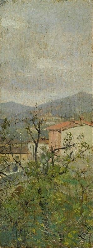 Raffaello Sorbi - Paesaggio con caseggiati