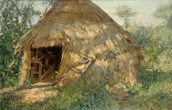 Niccol&#242; Cannicci : Capanno  - Olio su tela - Auction STORART - AUTORI DEL XIX E XX SEC - III - Galleria Pananti Casa d'Aste