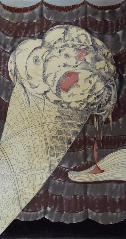 Francesco Cocola : Voglia di gelato di fragola  - Acrilico su tela riportata su tavola - Auction Autori dell'800-900, Arte Moderna e Contemporanea, Grafica ed Edizioni - Galleria Pananti Casa d'Aste