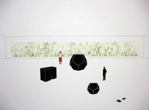 Mary Cornet : From now on installation view drawing  (2006)  - Gouache, matita e penna su carta - Asta Autori dell'800-900, Arte Moderna e Contemporanea, Grafica ed Edizioni - Galleria Pananti Casa d'Aste