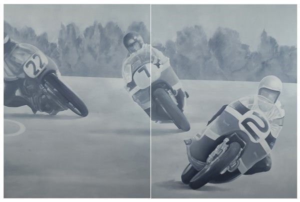 Gianmarco Montesano : Eroiche sfide (dittico)  (2003)  - Olio su tela - Asta Autori dell'800-900, Arte Moderna e Contemporanea, Grafica ed Edizioni - Galleria Pananti Casa d'Aste
