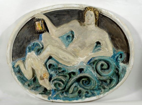Roberto Barni : Senza titolo (viandante)  - Ceramica policroma - Asta Autori dell'800-900, Arte Moderna e Contemporanea, Grafica ed Edizioni - Galleria Pananti Casa d'Aste