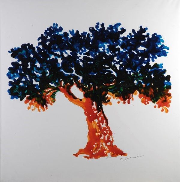 Mario Schifano : Albero  (1979 - 81)  - Smalto su tela - Asta Autori dell'800-900, Arte Moderna e Contemporanea, Grafica ed Edizioni - Galleria Pananti Casa d'Aste