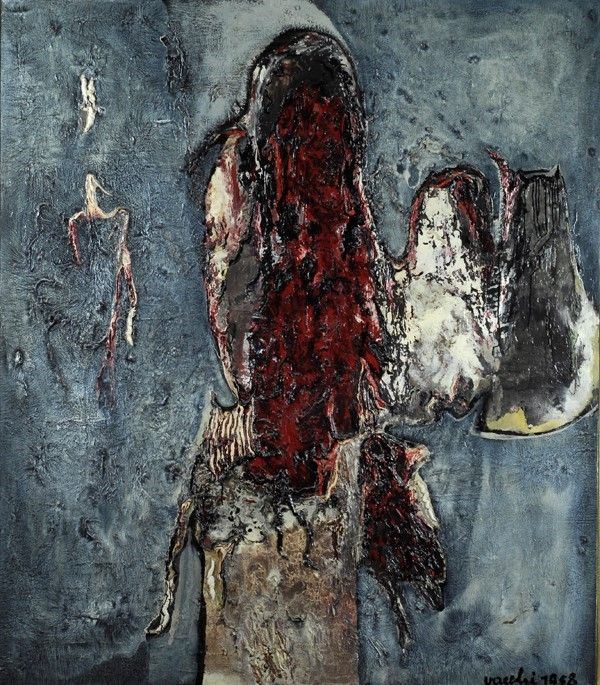 Sergio Vacchi : Figure seconde del mattino  (1958)  - Olio su tela - Asta Autori dell'800-900, Arte Moderna e Contemporanea, Grafica ed Edizioni - Galleria Pananti Casa d'Aste