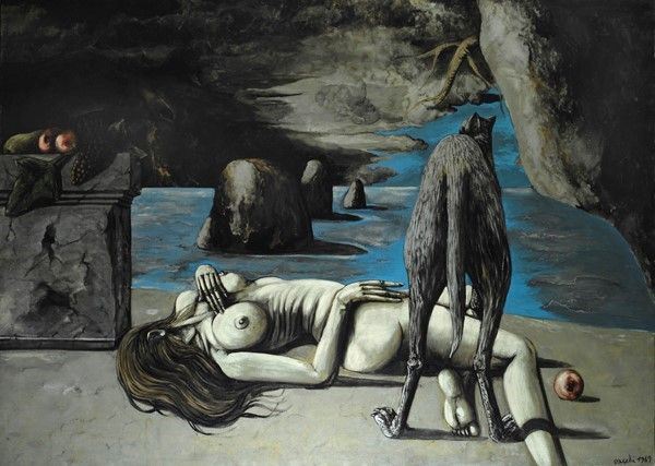 Sergio Vacchi : Prima del mare  (1969)  - Olio su tela. - Asta Arte Moderna e Contemporanea, Grafica ed Edizioni - Galleria Pananti Casa d'Aste