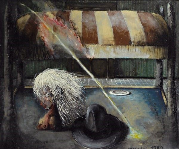Sergio Vacchi : Erinni turca  (1982)  - Olio su tavola - Auction Autori dell'800-900, Arte Moderna e Contemporanea, Grafica ed Edizioni - Galleria Pananti Casa d'Aste