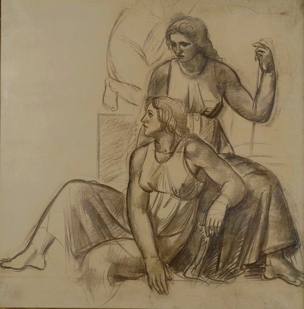 Achille Funi : Scena dall'Eneide  ((1930))  - Grafite su cartone riportato su tela - Auction Autori dell'800-900, Arte Moderna e Contemporanea, Grafica ed Edizioni - Galleria Pananti Casa d'Aste