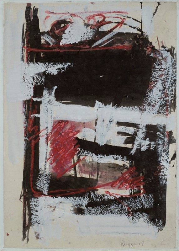 Piero Ruggeri : Uomo  (1957)  - Tempera su carta riportata su tela - Auction Autori dell'800-900, Arte Moderna e Contemporanea, Grafica ed Edizioni - Galleria Pananti Casa d'Aste