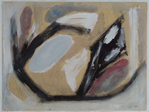 Arcangelo : Senza titolo  (1981)  - Tecnica mista su carta riportata su tela - Asta Autori dell'800-900, Arte Moderna e Contemporanea, Grafica ed Edizioni - Galleria Pananti Casa d'Aste